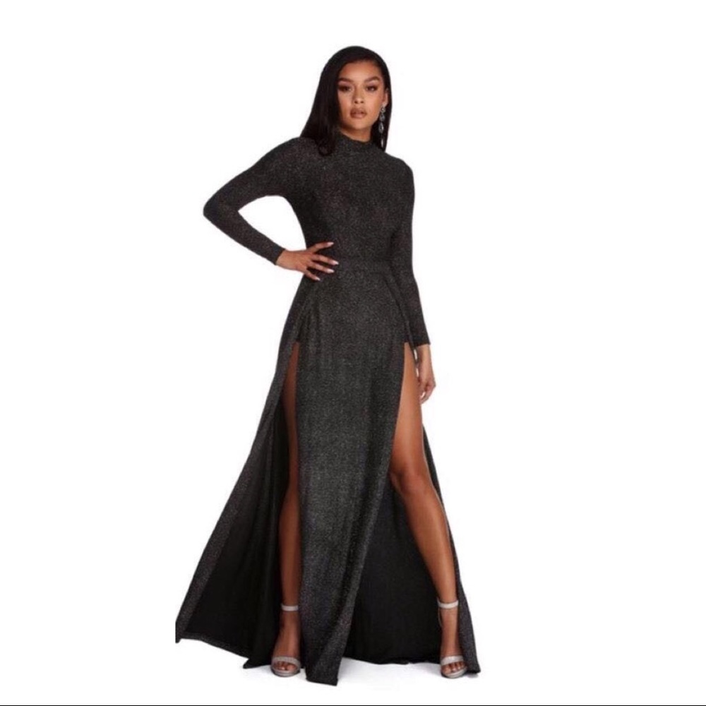 Long sleeve black formal dress